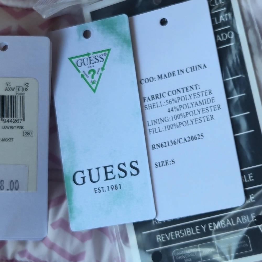 Guess Janis Reversible Jacket Light Pink Size Medium Low Key Pink - Picture 9 of 9